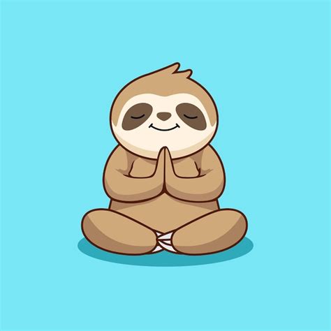 Premium Vector Cute Sloth Meditating Cartoon Vector Illustration