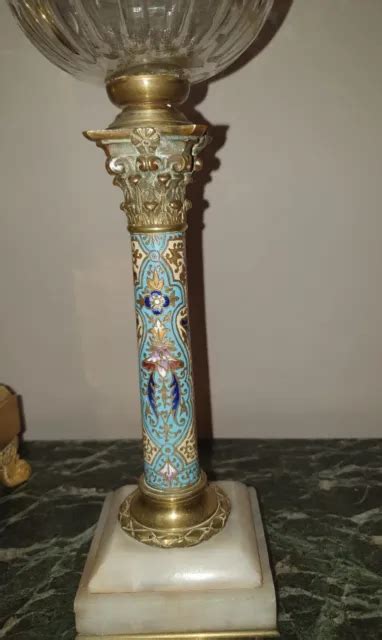 LAMPE À PÉTROLE en bronze et émaux cloisonnés Onyx Napoléon III OIL