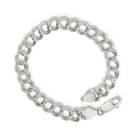 Sterling Silver Inch Polished Double Link Charm Bracelet Walmart