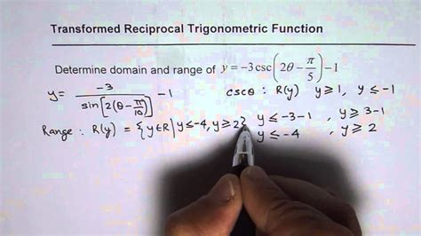 Find Domain And Range Of Reciprocal Transformed Trig Functions Mhf4u Youtube