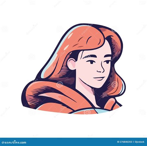 Smiling Woman In Vector Illustration Looking Cute Stock Vector