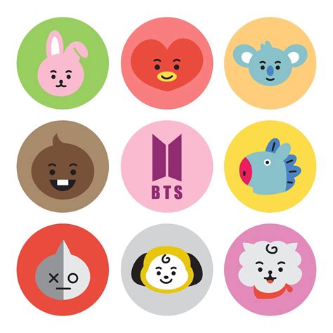 Icon Set Bt21 Character A Cute Face Cartoon Suitable For Smartphone