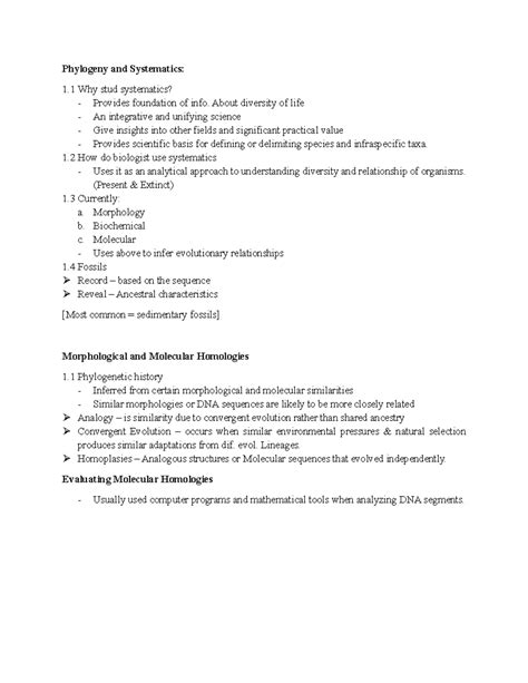 Phylogeny Systematics And Cladistics Notes Phylogeny And