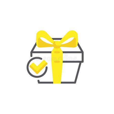 Caja De Regalo Con Marca De Verificaci N L Nea Icono Stock De