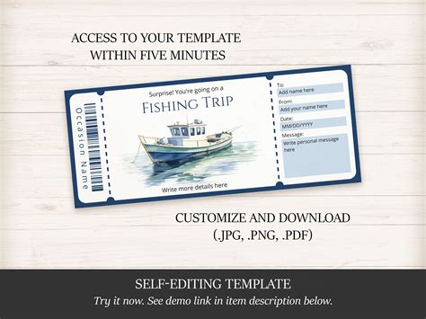 Editable Fishing Trip Gift Certificate Template Watercolor Surprise