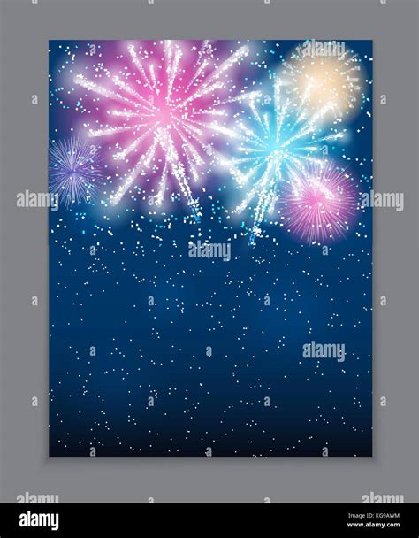 Vector Illustration Of Fireworks Salute On A Dark Background Stock