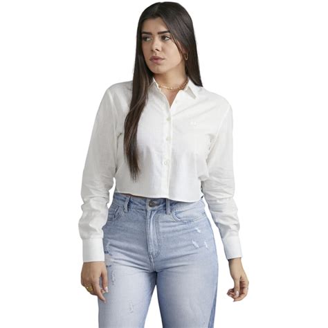 Camisa Feminina Txc Cropped Manga Longa Off White L