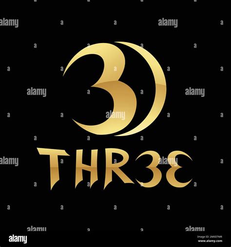 Golden Symbol For Number 3 On A Black Background Icon 3 Stock Vector