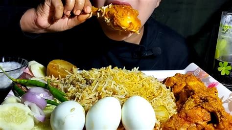 Asmr Eating Challenge Eating Chicken Biryani With Eggs Chicken