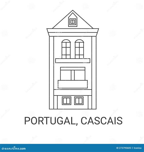 Portugal Cascais Line Skyline Vector Illustration Portugal Cascais