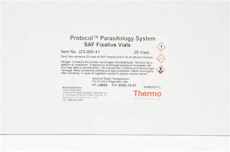 thermo    protocol parasitology system saf fixative vials