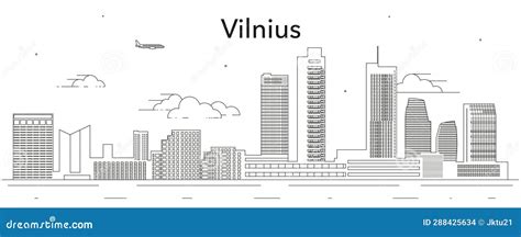 Vilnius Cityscape Line Art Vector Illustration Stock Vector Illustration Of Architecture