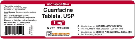 Guanfacine FDA Prescribing Information Side Effects And Uses