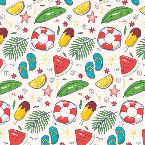 Free Vector Hand Drawn Summer Pattern