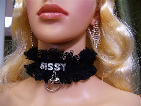 Any Words Personalized Choker Collar Black Lace Sissy Lockable Etsy