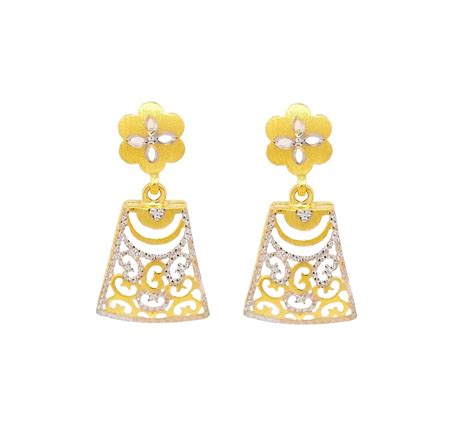 Exquisite Floral 22k Gold Drop Earrings