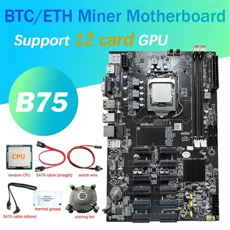 12 GPU B75 BTC Mining Motherboard CPU Fan Thermal Grease Switch Cable