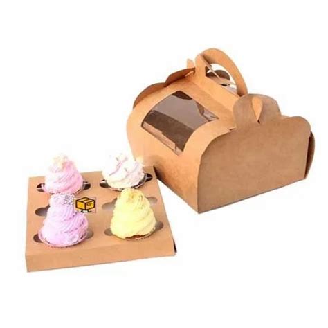 Readymade Boxes Kraft Paper Cavity Brown Dome Shape Handle Window