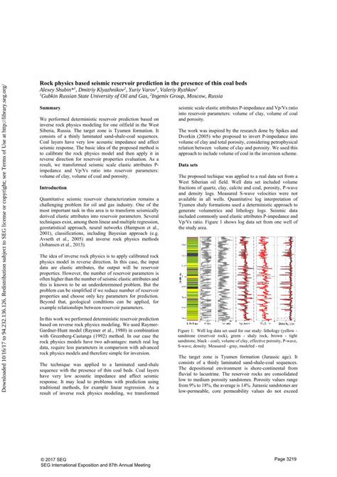 PDF Rock Physics Based Seismic Reservoir Prediction In The Rock