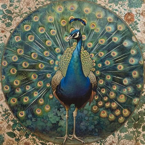 Premium Photo Painting Of A Peacock With Its Feathers Spread Out