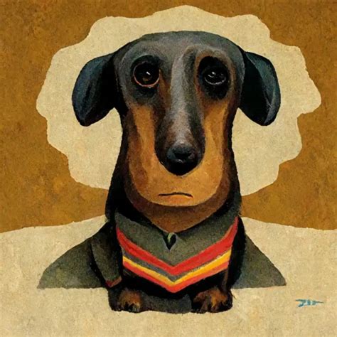 Grant Wood Style Dachshund Poster | DOGGO art