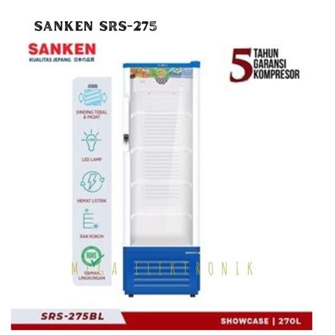 SANKEN SRS 275 LEMARI PENDINGIN SHOWCASE 5 RAK 270 LITER 170 WATT