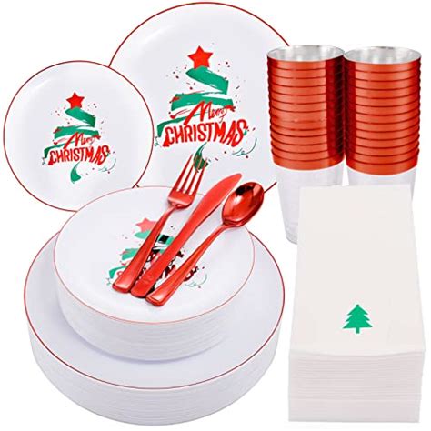 Disposable Plastic Christmas Plates By Madee Heavyweight 175 Pc