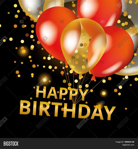 Balloons Happy Birthday On Black Image And Photo Bigstock