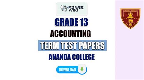 Ananda College Grade Accounting Term Test Papers Physics College