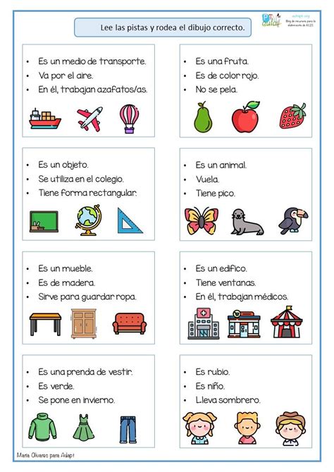 Actividad De Pistas Para Entrenar La Comprensi N Lectora Spanish