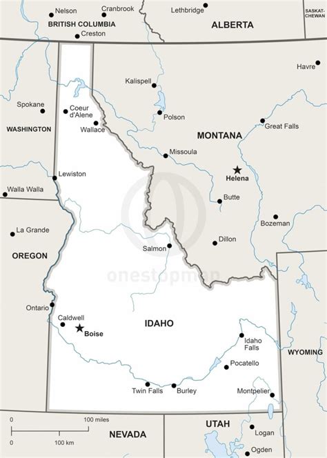 Vector Map of Idaho political | One Stop Map