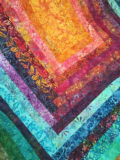 Jelly Roll Big Log Cabin Quilt Uses Catalina Batiks By Moda Bargello