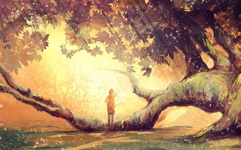 Sfondi Luce Del Sole Alberi La Pittura Donne Anime Girls Natura