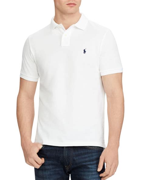 Polo Ralph Lauren Cotton Mesh Custom Slim Fit Polo Shirt In White For