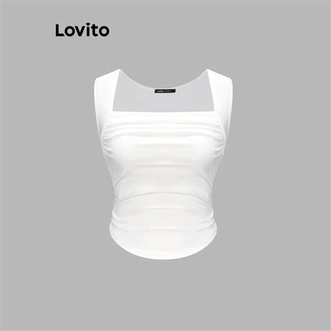 Lovito Casual Plain Ruched Hanky Hem Tank Top For Women L62ed045 White Black Lovito Tank Top