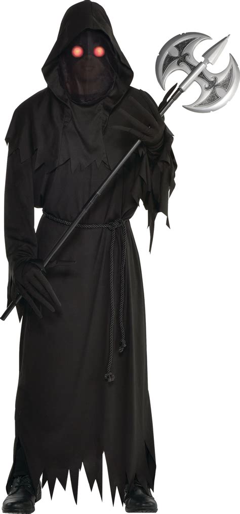 Mens Grim Reaper Black Light Up Outfit With Robe Halloween Costume