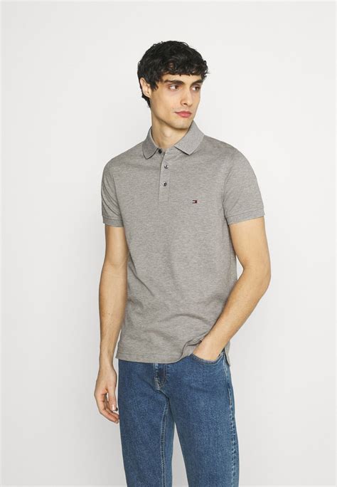 Tommy Hilfiger Slim Polo Shirt Medium Grey Heather Mottled Grey