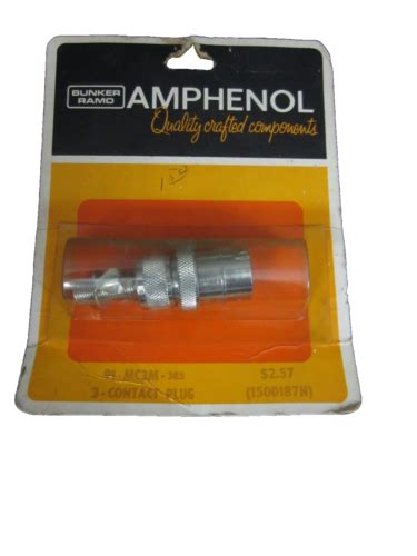 Bunker Ramo Amphenol 91 Mc3m 385 3 Pin Contact Plug 150d187n New Old Stock Ebay