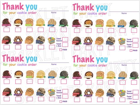 Abc Girl Scout Cookie Order Thank You Printable Smart Cookies Etsy