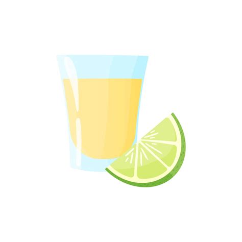 Cartoon Tequila Shot With Lime Vector Illustration Vector Art