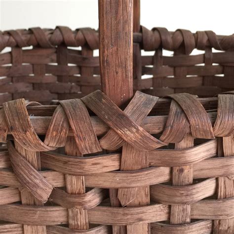 Primitive Wood Splint Basket Antique Woven Slat Gathering Etsy