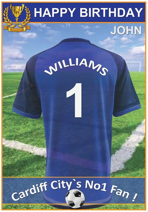 Personalised Cardiff Jersey Theme Birthday Card