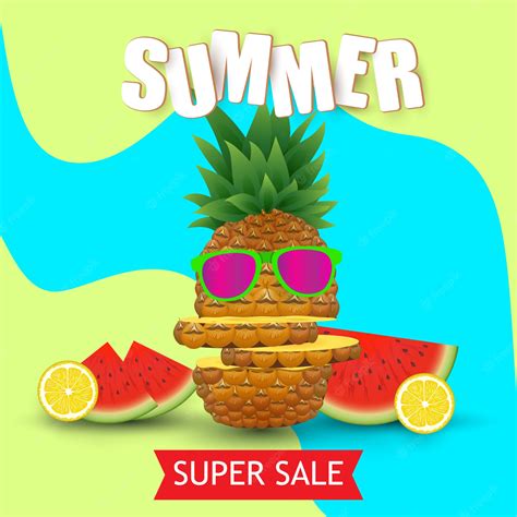 Premium Vector Fruits Illustration On Summer Vector Illustration