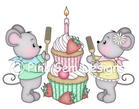 Digi Stamp Birthday Cake Mice Birthday Mouse Birthday Etsy Hong Kong