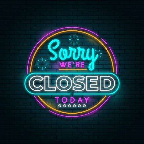 Free Vector Neon Sorry Were Closed Sign