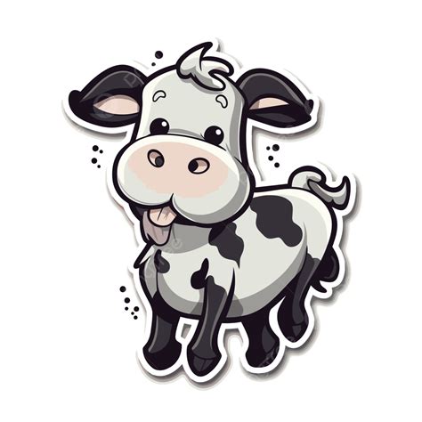 Stiker Sapi Lucu Dengan Clipart Wajah Lucu Vektor Desain Stiker Dengan Kartun Siluet Sapi