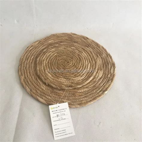 Sewing Bulrush Cattail Rope Brown Oval Table Mat Placemat Cuchion Set