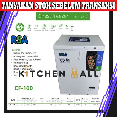 Jual Rsa Cf Chest Freezer Liter Original Garansi Resmi Box