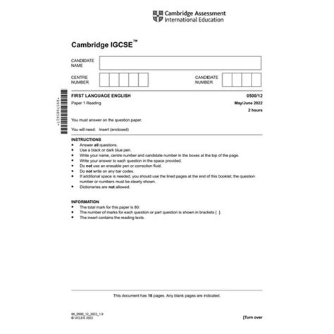 Jual Igcse English May Jun Past Papers And Mark Schemes