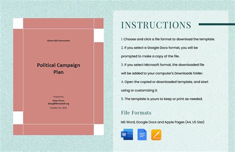 Political Campaign Plan Template in Word, PDF, Google Docs, Pages ...